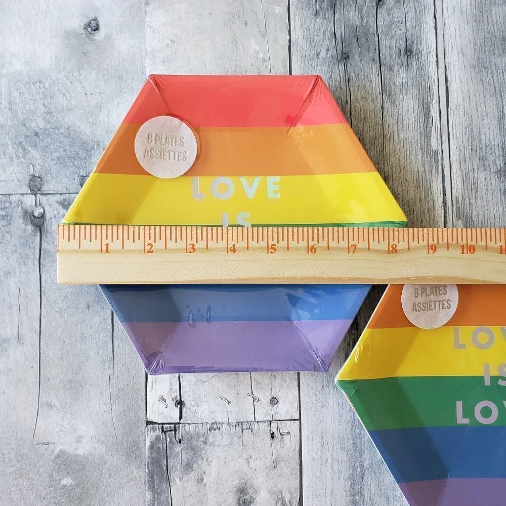 NWT - Meri Meri Love is Love Rainbow Paper Plates (set of 16)